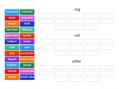Ready for First Unit 4 -ing, -ed, other (adjectives to describe films)