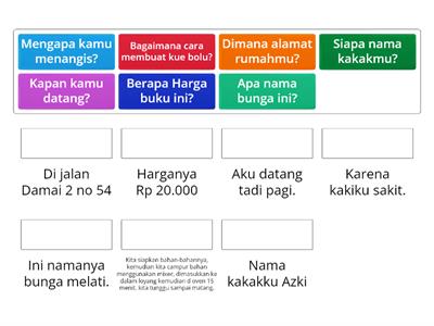 Memasangkan Kalimat tanya dan jawabannya