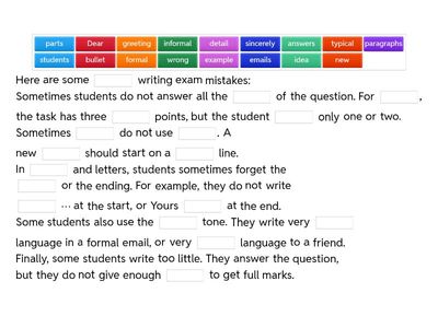 Esol writing exam mistakes