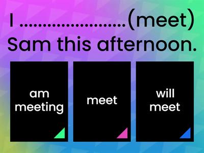 Future tenses- present continuous, be going to, future simple