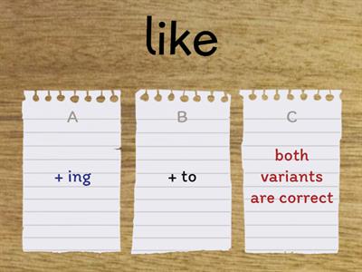 Verb + infinitive OR -ing form 