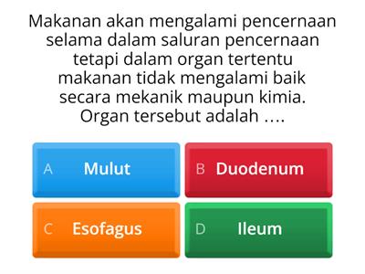 Evaluasi Organ-organ sistem pencernaan manusia