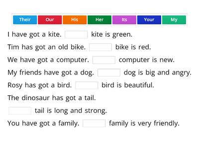 possessive adjectives