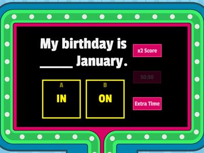 Prepositions of time: IN ON AT - TEST