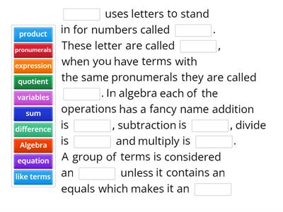 Language of Algebra