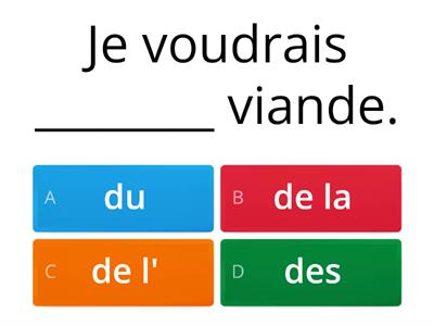 NOURRITURE ET ARTICLES  Partitifs 