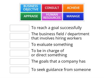 MATCH THE WORDS TO THEIR DEFINITION - The Role of Human Resources