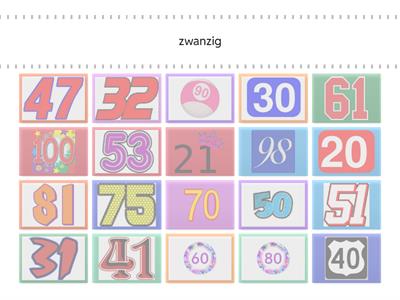 Die Zahlen 20 -100