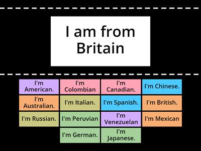 Matching Countries and nationalities 