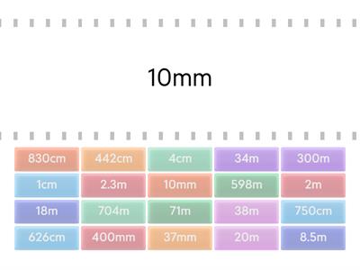 mm, cm & m conversion - find the match