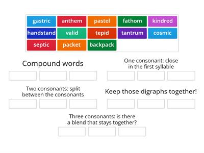 Syllable Division Rules: Closed Syllable Challenge Words