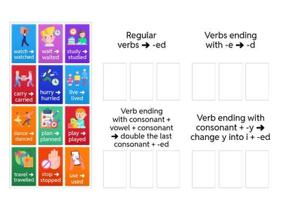 Sorting rules of spelling verbs in Past Simple (GG2, Unit 6.2)
