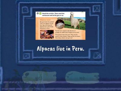 Power Up 1 Unit 3 What do animals give us? - Choose 'yes' or 'no'. 