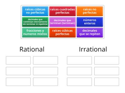 (Espanol) Vocabulary: Rational and Irrational
