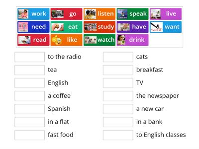 Ebglish File Beginner 5B common verb phrases