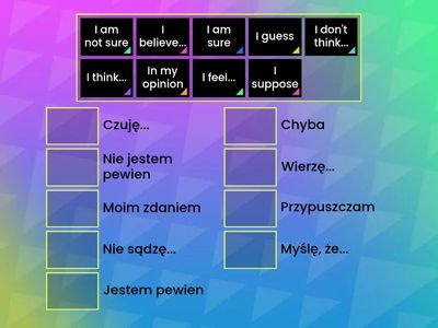  SP 7 - Unit 1, giving an opinion, match up