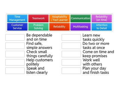 Work Skills Matching Game