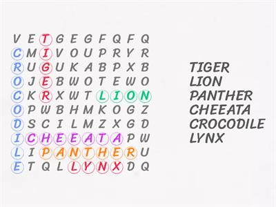 Predator wordsearch