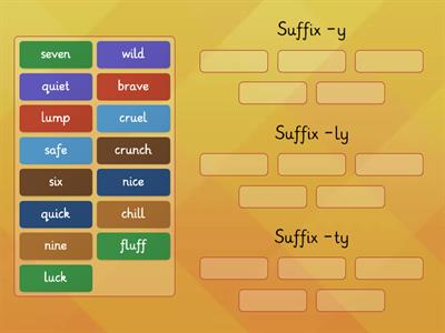 Suffixes -y, -ly ,-ty