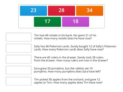 Subtraction Word Problems 