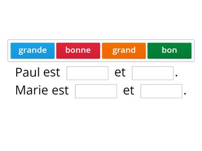 Les adjectifs masculins et feminins