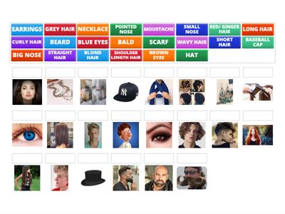ELEMENTARY VOCAB. FOR PHYSICAL DESCRIPTION (Pre "Guess Who?" Game)