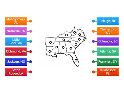 Southeast State Capitals Map