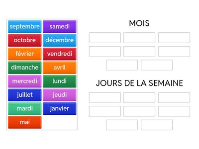 3. LES MOIS DE L'ANNEE ET LE JOURS DE LA SEMAINE
