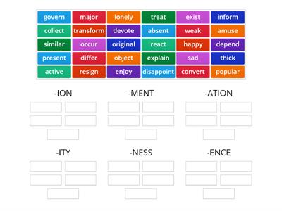 Word formation nouns suffixes