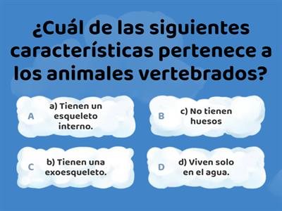 Preguntas interactivas de los animales vertebrados e invertebrados