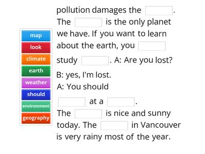 Environment and Weather Cloze