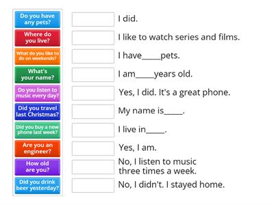 Match the questions and answers