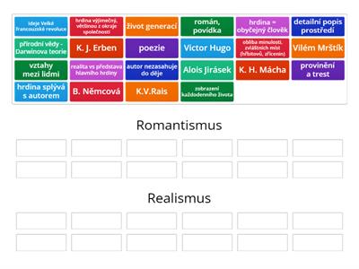 Porovnání znaků - romantismus, realismus