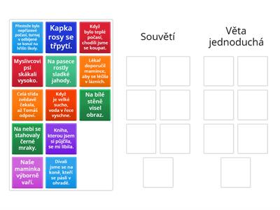 Věta jednoduchá a souvětí - třídění