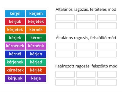 Általános és határozott ragozású igék feltételes és felszólító mód