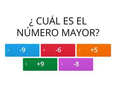 COMPARACIÓN DE NUMEROS ENTEROS - NIVEL 1