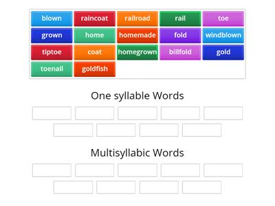 One-syllable/Multisyllabic Words