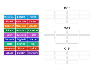 Слова по теме: Schule und Schulsachen