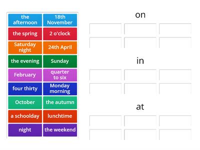 WW3 Unit 1.5 in/on/at prepositions