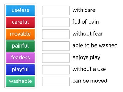 Camille Suffixes/word meaning match up