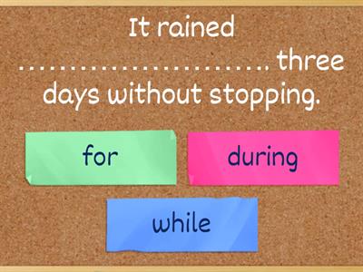 for / during / while