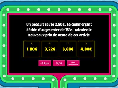 Calculer un pourcentage niveau 1 + code secret