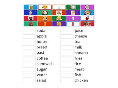  Food/drinks matching game