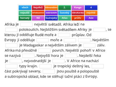 AFRIKA (poloha, rozloha, horizontální členitost) 