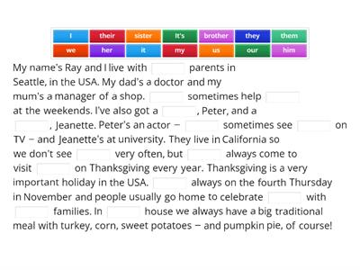 Pronouns (personal, possessive and object)