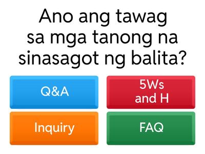 Pagsulat ng Balita Quiz