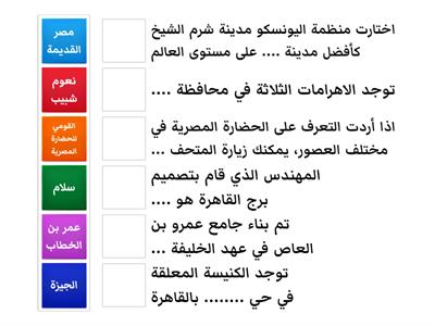 تدريب 1 - درس3 الاماكن السياحية و الاثرية في بلدنا - وحدة 2 - دراسات اجتماعية صف رابع ابتدائي 