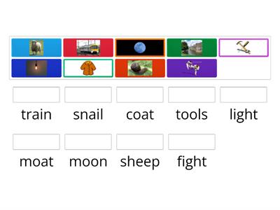 oa, ai,ee, igh, oo words Match up