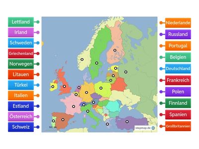 21 Länder in Europa