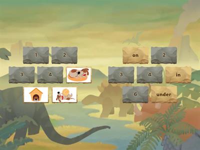  in, on, under, behind, in front of, next to, between